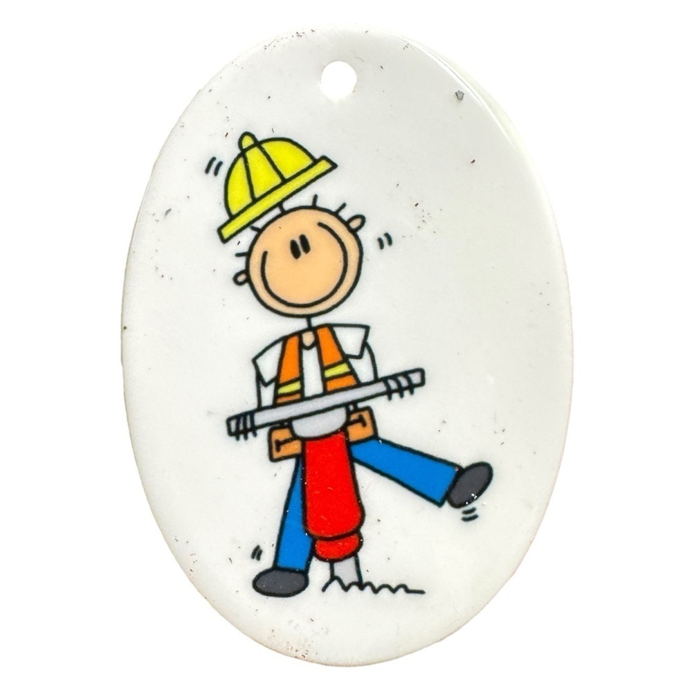 Cartoon Construction Worker Ornament